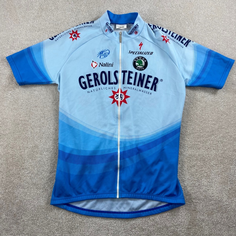 Vtg Nalini Cycling Jersey Mens Size 4 Blue Gerolsteiner Specialized Pro Team Zip